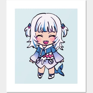 chibi happy shark girl Posters and Art